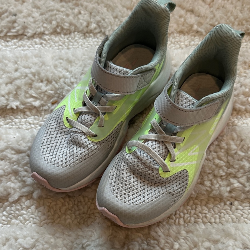 New Balance Kids Gray and Neon Yellow Sneakers